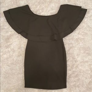 Dark Army Green Off the Shoulder Dress